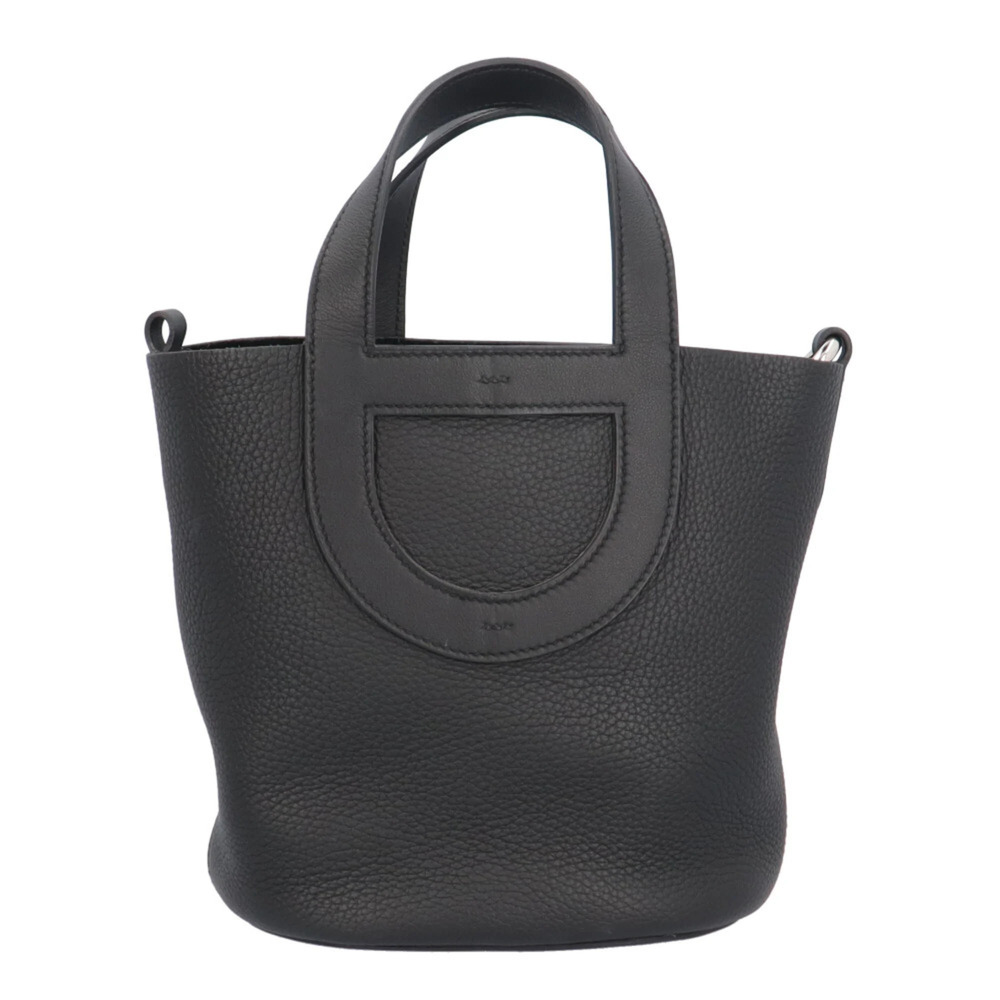 Hermes In the Loop 18 Handbag, Taurillon Clemence Leather, Black, Women's, HE...